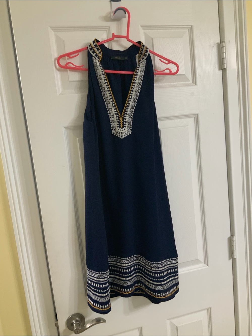 THML Navy Embroidered V-Neck Women’s Dress
